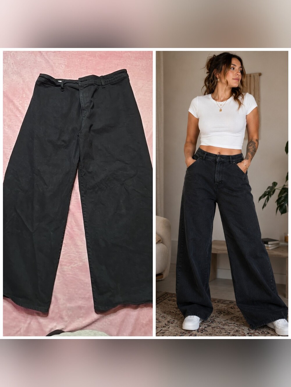 Universal Thread Black Sailor Wide-Leg Jeans Size 16 36x29